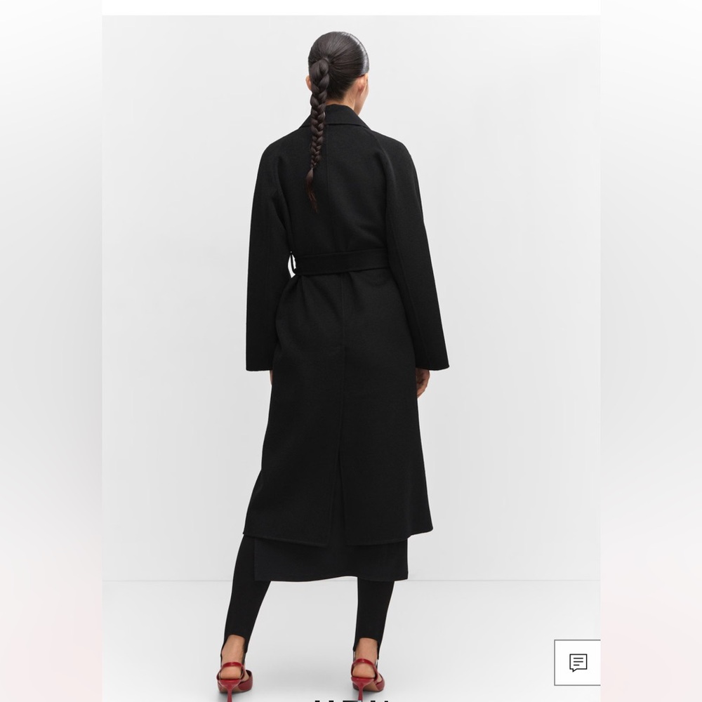 New Mango wool Black Belted Coat size XS - Picture 4 of 12